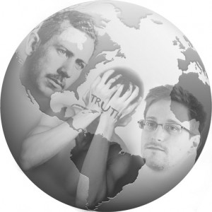 Planet earth globe with Edward Snowden and John Steinbeck