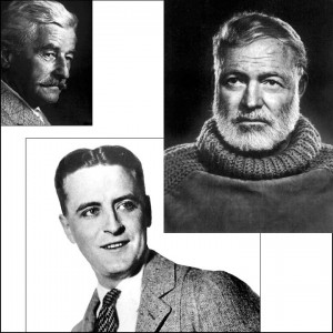 American writers William Faulkner, Ernest Hemingway, and F. Scott Ftizgerald