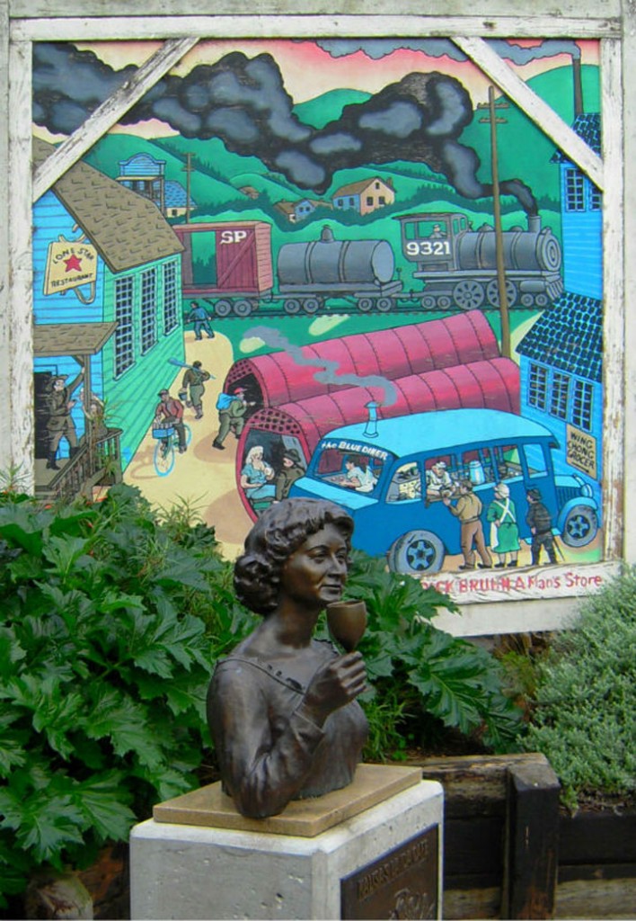Mural and bust of Kalisa Moore in Monterey shown