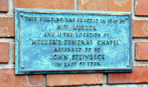 Image of Muller's Funeral Chapel sign in Salinas, California